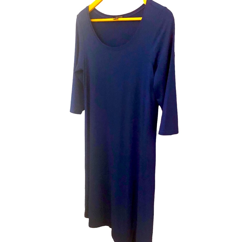 Eileen Fisher tunic/dress round scoop neck 3/4 sleeves sustainable minimalist